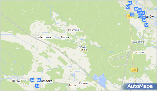 mapa Nowa Kuźnia gmina Gromadka, Nowa Kuźnia gmina Gromadka na mapie Targeo