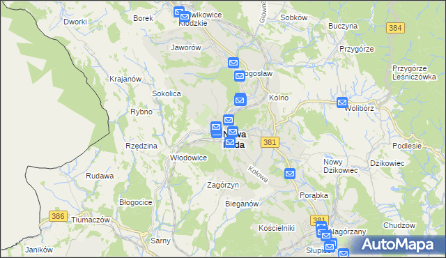 mapa Nowa Ruda powiat kłodzki, Nowa Ruda powiat kłodzki na mapie Targeo