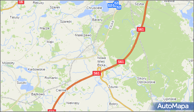 mapa Nowa Wieś Ełcka, Nowa Wieś Ełcka na mapie Targeo