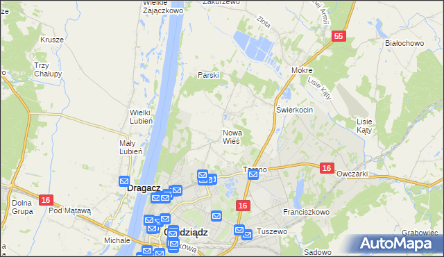 mapa Nowa Wieś gmina Grudziądz, Nowa Wieś gmina Grudziądz na mapie Targeo