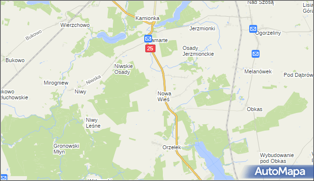 mapa Nowa Wieś gmina Kamień Krajeński, Nowa Wieś gmina Kamień Krajeński na mapie Targeo