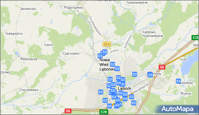 mapa Nowa Wieś Lęborska, Nowa Wieś Lęborska na mapie Targeo