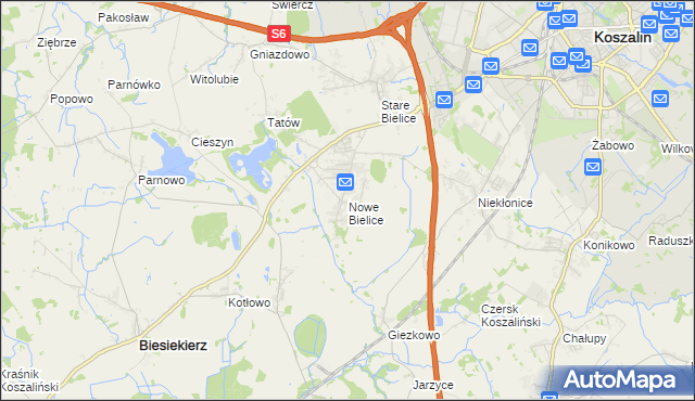 mapa Nowe Bielice, Nowe Bielice na mapie Targeo
