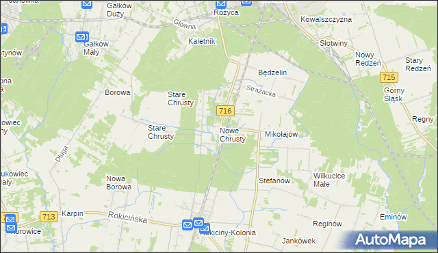 mapa Nowe Chrusty, Nowe Chrusty na mapie Targeo
