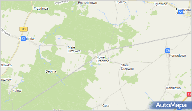 mapa Nowe Drzewce, Nowe Drzewce na mapie Targeo
