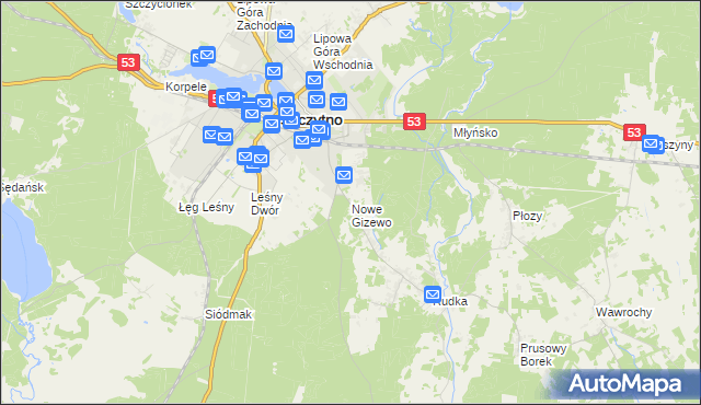 mapa Nowe Gizewo, Nowe Gizewo na mapie Targeo