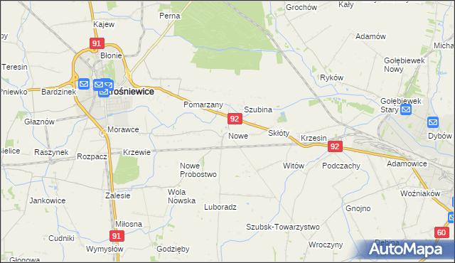 mapa Nowe gmina Krośniewice, Nowe gmina Krośniewice na mapie Targeo