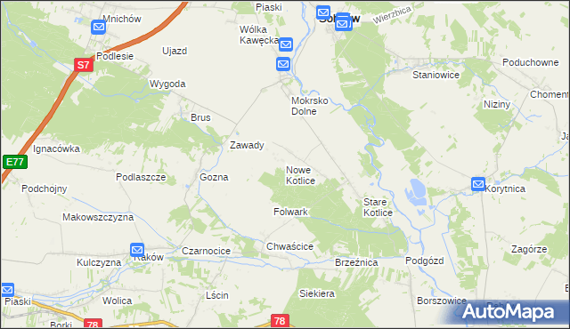 mapa Nowe Kotlice, Nowe Kotlice na mapie Targeo