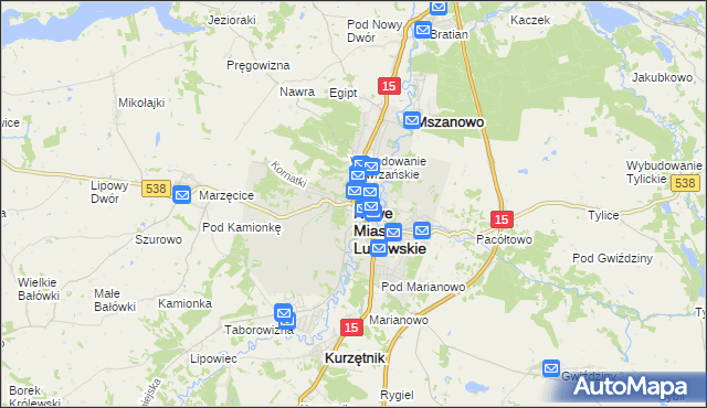 mapa Nowe Miasto Lubawskie, Nowe Miasto Lubawskie na mapie Targeo