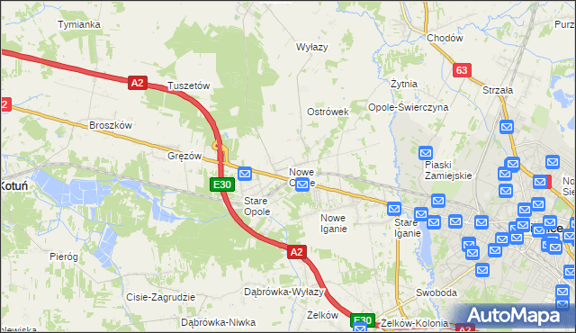 mapa Nowe Opole, Nowe Opole na mapie Targeo