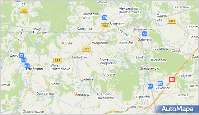 mapa Nowe Wągrodno, Nowe Wągrodno na mapie Targeo