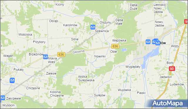 mapa Nowinki gmina Jadów, Nowinki gmina Jadów na mapie Targeo