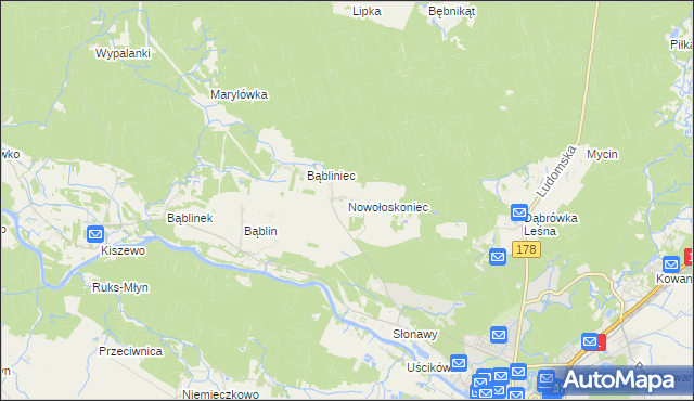 mapa Nowołoskoniec, Nowołoskoniec na mapie Targeo