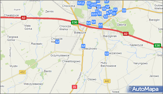 mapa Obłaczkowo, Obłaczkowo na mapie Targeo