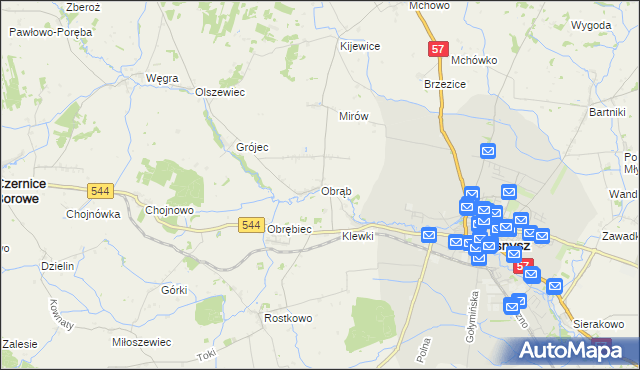 mapa Obrąb gmina Przasnysz, Obrąb gmina Przasnysz na mapie Targeo