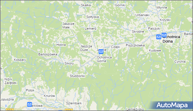 mapa Ochotnica Górna, Ochotnica Górna na mapie Targeo