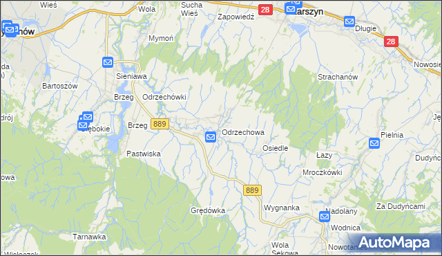 mapa Odrzechowa, Odrzechowa na mapie Targeo