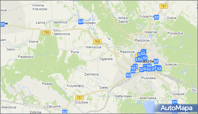 mapa Oględów, Oględów na mapie Targeo