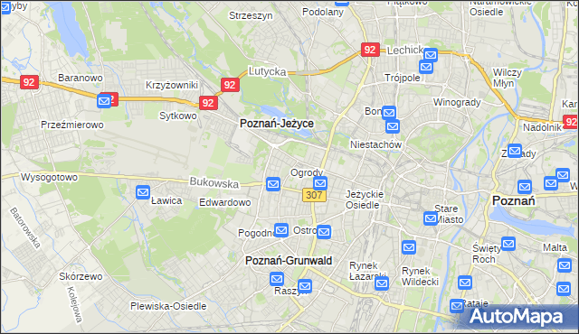 mapa Ogrody gmina Poznań, Ogrody gmina Poznań na mapie Targeo