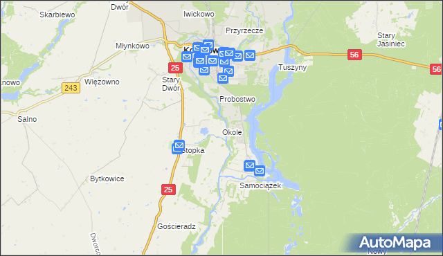 mapa Okole gmina Koronowo, Okole gmina Koronowo na mapie Targeo