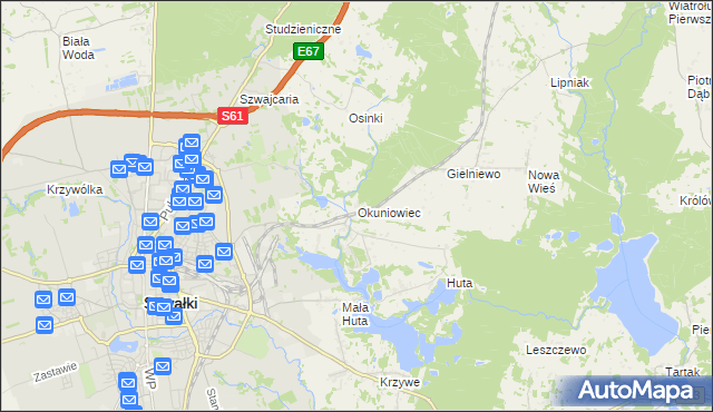 mapa Okuniowiec, Okuniowiec na mapie Targeo