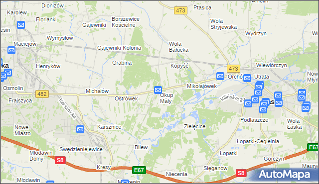 mapa Okup Mały, Okup Mały na mapie Targeo