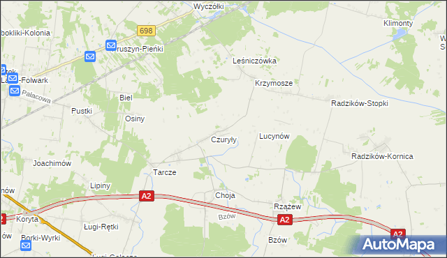 mapa Olędy gmina Zbuczyn, Olędy gmina Zbuczyn na mapie Targeo