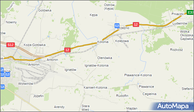 mapa Olenówka, Olenówka na mapie Targeo