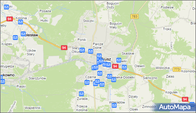 mapa Olkusz, Olkusz na mapie Targeo