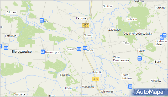 mapa Ołobok gmina Sieroszewice, Ołobok gmina Sieroszewice na mapie Targeo