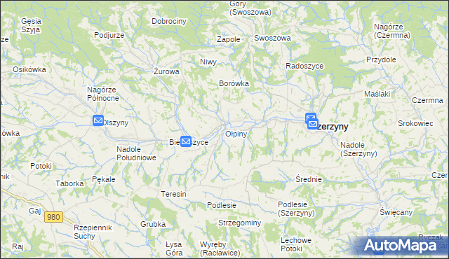 mapa Ołpiny, Ołpiny na mapie Targeo