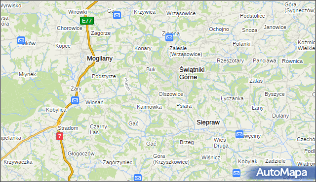 mapa Olszowice, Olszowice na mapie Targeo