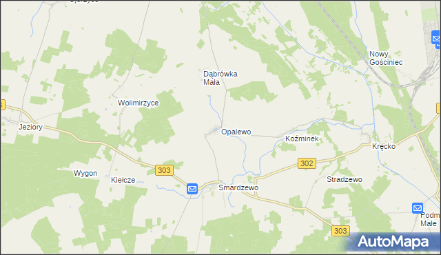 mapa Opalewo, Opalewo na mapie Targeo
