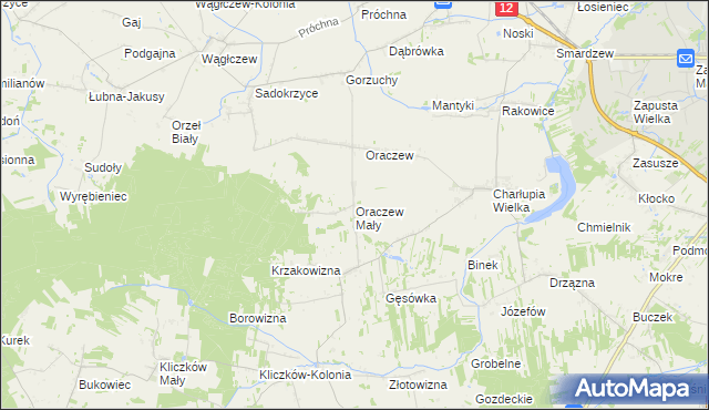 mapa Oraczew Mały, Oraczew Mały na mapie Targeo
