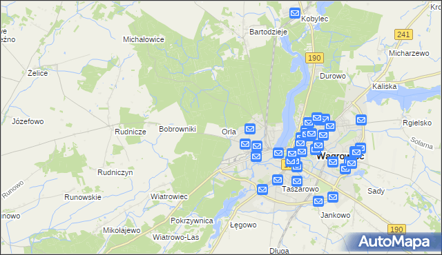 mapa Orla gmina Wągrowiec, Orla gmina Wągrowiec na mapie Targeo