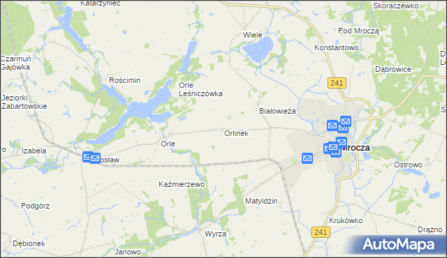 mapa Orlinek gmina Mrocza, Orlinek gmina Mrocza na mapie Targeo