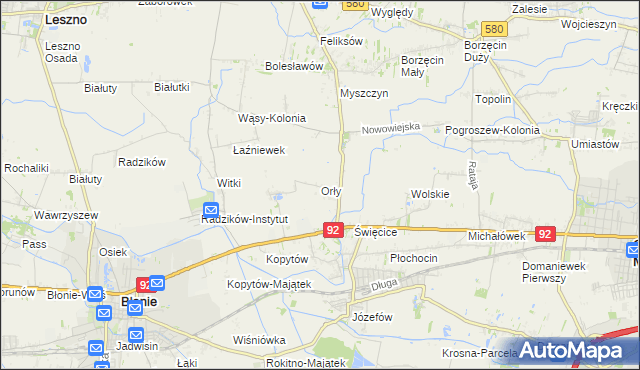 mapa Orły gmina Ożarów Mazowiecki, Orły gmina Ożarów Mazowiecki na mapie Targeo