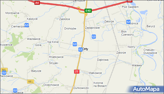mapa Orły powiat przemyski, Orły powiat przemyski na mapie Targeo