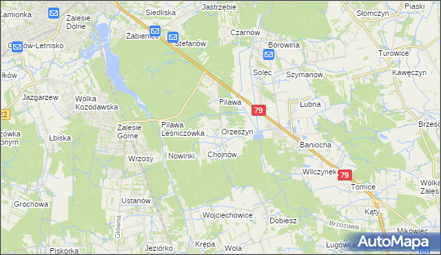 mapa Orzeszyn, Orzeszyn na mapie Targeo