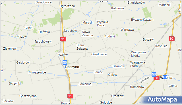 mapa Osędowice, Osędowice na mapie Targeo