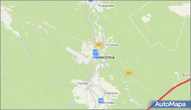 mapa Osiecznica powiat bolesławiecki, Osiecznica powiat bolesławiecki na mapie Targeo
