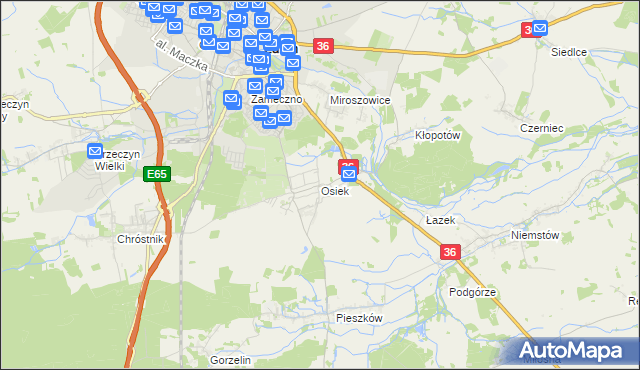 mapa Osiek gmina Lubin, Osiek gmina Lubin na mapie Targeo