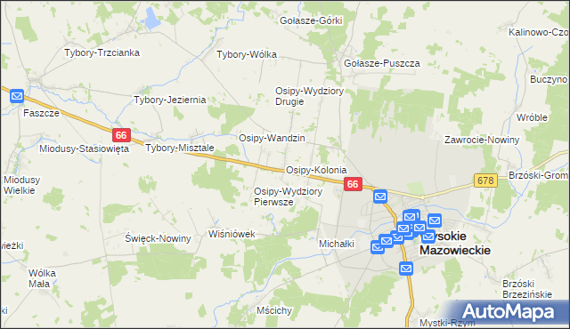 mapa Osipy-Kolonia, Osipy-Kolonia na mapie Targeo