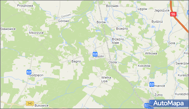 mapa Osolin, Osolin na mapie Targeo
