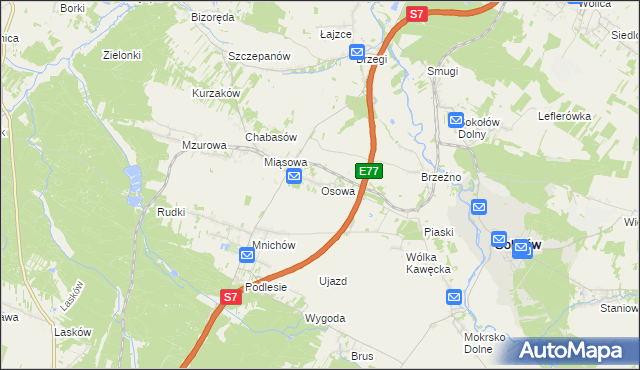 mapa Osowa gmina Sobków, Osowa gmina Sobków na mapie Targeo
