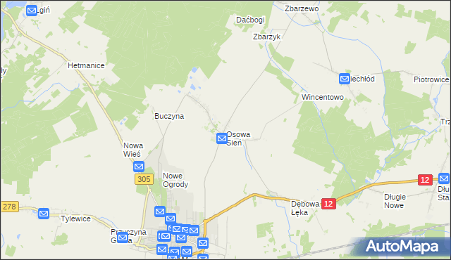 mapa Osowa Sień, Osowa Sień na mapie Targeo