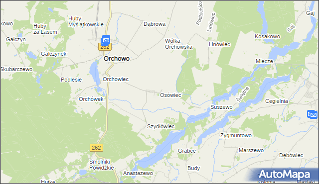 mapa Osówiec gmina Orchowo, Osówiec gmina Orchowo na mapie Targeo