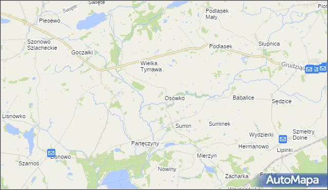 mapa Osówko gmina Biskupiec, Osówko gmina Biskupiec na mapie Targeo