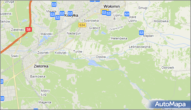mapa Ossów, Ossów na mapie Targeo