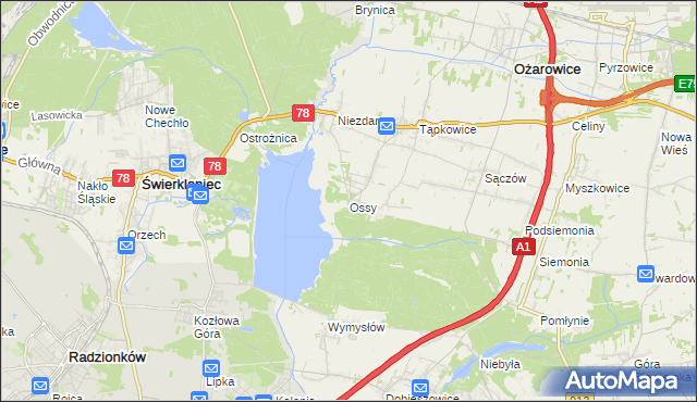 mapa Ossy, Ossy na mapie Targeo